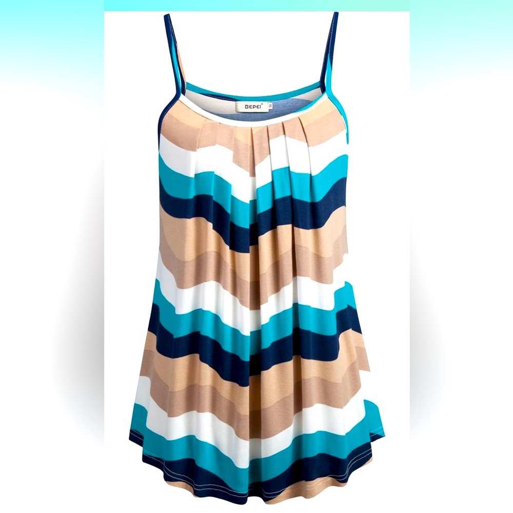 New BEPEI Women Loose Casual Summer Pleated Flowy Sleeveless Camisole Tank Tops